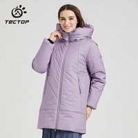 探拓(TECTOP)加厚长款棉服 女连帽户外外套防风保暖棉衣夹克 女款香芋紫 S