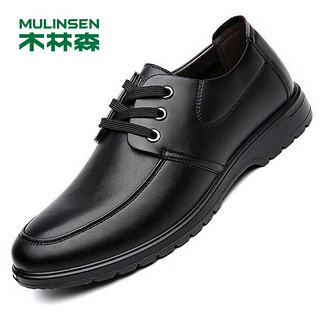 MULINSEN 木林森 男鞋商务韩版简约日常休闲单鞋 黑色 40码 SL67341