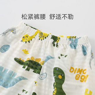 猫人（MiiOW）宝宝防蚊裤夏季儿童灯笼裤薄款婴儿纯棉长裤两件装 木马+恐龙 73