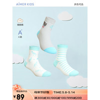 Aimer kids爱慕儿童袜子三件包柔软高弹舒适男女孩网眼短袜三件包 男(网眼)-恐龙对战 16(建议脚长14-16cm，2-4岁)