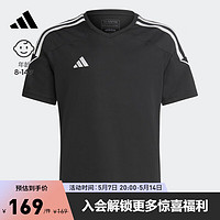 adidas阿迪达斯官方男大童新款足球运动短袖球衣HR4617 黑色/白 152CM