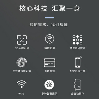 琨山智能锁P9智能门锁3D人脸识别家用大门防盗门锁密码锁指纹锁