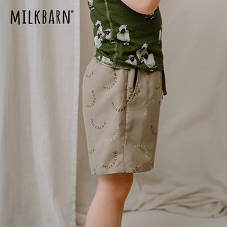 Milkbarn2023新款儿童夏季短裤男童女童沙滩裤休闲五分裤中小童裤子 绿色LOGO 100cm(2-3Y)