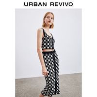 UR女装时髦撞色格纹拉链吊带无袖外套WG27S9DE2002