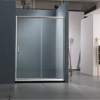 大白淋浴房一体式 卫生间整体淋浴房隔断干湿分离 304不锈钢化玻璃 一字型淋浴房1.35*1.9m雅黑色（可定制）