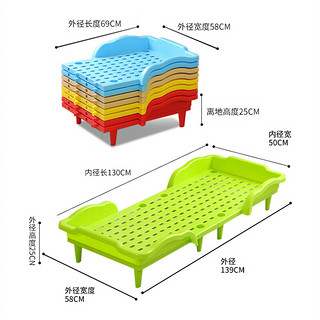 润华年幼儿园塑料床幼儿园儿童专用午休塑料可折叠床家庭小孩午睡单人床 豪华加厚升级款蓝色 可折叠