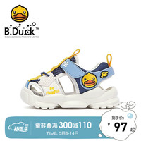 B.Duck小黄鸭童鞋男童包头凉鞋夏季新款中大童儿童沙滩鞋女童凉鞋 006蓝米 23码内长约148mm