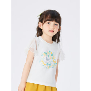 巴拉巴拉女童短袖T恤2023新款夏装儿童小童洋气夏装 米白10302 120cm