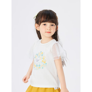 巴拉巴拉女童短袖T恤2023新款夏装儿童小童洋气夏装 米白10302 120cm