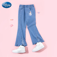 Disney 迪士尼 女童牛仔裤春秋爱莎公主儿童裤子女长裤春装LX81135 深蓝 130cm
