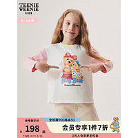 Teenie Weenie Kids小熊童装女童2023年夏季新款印花圆领撞色长袖T恤 粉色 150cm