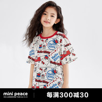 Mini Peace MiniPeace太平鸟童装满印女童短袖T恤儿童夏装潮 彩花 150cm