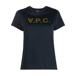 A.P.C. 【23年春夏新品】A.P.C. 女士深蓝色潮流撞色字母logo半袖T恤