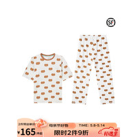 like uu儿童家居服小熊满印家居短袖套装男女童基础满印家居服套装 小熊满印-棕色印花 130cm