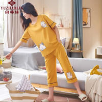 俞兆林(YUZHAOLIN)23夏季新款卡通甜美薄款可爱风睡衣女棉质短袖七分裤可外穿 短袖七分裤:3651 M