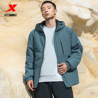 XTEP特步连帽棉服男2022冬季新款防风保暖棉衣夹克风衣男梭织运动外套