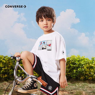 匡威（Converse）匡威儿童装男童白色T恤短袖2023夏季新款中大童宽松潮牌圆领半袖 纯白色 140/68