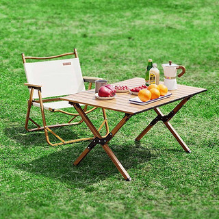 8HSLEEP 户外折叠桌野餐桌便携式露营桌椅铝合金蛋卷桌野外用品装备 蛋卷桌-木纹色