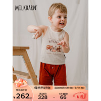 Milkbarn2023新款儿童夏季背心短裤套装男女童休闲运动2件套中小童童装 农场小动物 73cm(6-12m)