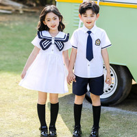 芯时代幼儿园园服夏装英伦风衬衫大班儿童毕业照班服套装夏天小学生校服 男生 夏装 140码