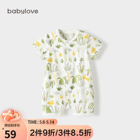 Babylove 婴儿短袖连体衣夏季薄款婴儿衣服兔宝宝哈衣爬服可爱夏装