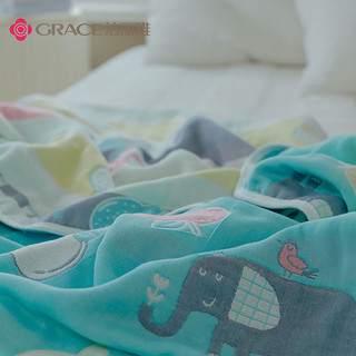 洁丽雅（grace）婴儿纱布盖毯被子纯棉春夏季新生儿空调被家用幼儿园午休 时尚象 150*200cm