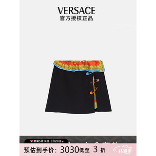 VERSACE 范思哲 奢侈品女装别针装饰拼接丝巾设计短裙下装裙子服饰黑色1005154-1A00540-1B00038