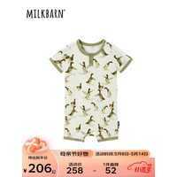 Milkbarn2023新款婴儿短袖短裤连体服 6-24月新生儿春夏外出服宝宝爬服 小鸭子 90cm(18-24m)