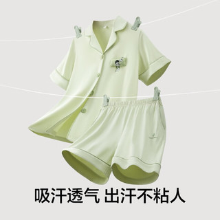 有棵树 YOUKESHUG级植物停螨衣儿童睡衣男女童棉家居服套装短袖夏季亲子 淡黄色 110cm
