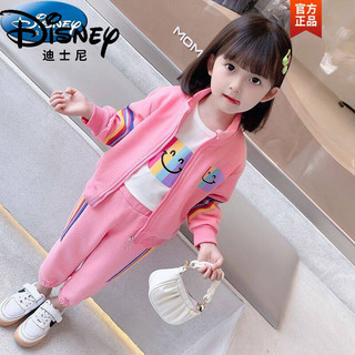 迪士尼（Disney）女童春秋装套装2023新款女宝宝秋装洋气儿童运动休闲季衣服两件套 粉红色 两件套 80 建议身高