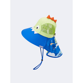 巴拉巴拉儿童帽子男童女童渔夫帽夏季遮阳2023新款时尚可爱不闷汗 蓝绿色调-两侧透气网布-00384 推荐帽围52cm
