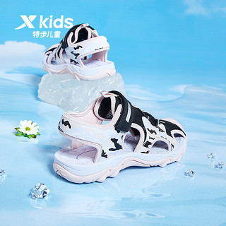 特步（XTEP）儿童童鞋女童大童夏季包头运动凉鞋 黑/水粉色 34码