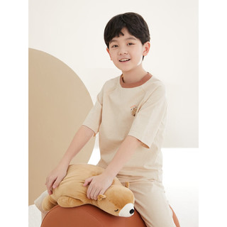 红豆儿童睡衣夏季男女中大童联名短袖七分裤彩棉家居服套装小孩空调服 BFAMILY联名款小熊 110