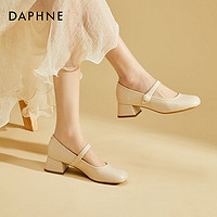 抖音超值购：DAPHNE 达芙妮 粗跟单鞋女2023休闲春季仙女温柔百搭玛丽珍鞋复古圆头防滑