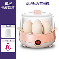 煮蛋器蒸蛋器自动断电家用小型1人多功能蒸蛋羹煮鸡蛋机早餐神器 粉色(单层)