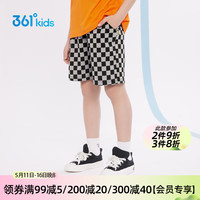 361° 儿童裤子2023夏季不挂汗短裤男童中大童棋盘格针织五分裤 黑160