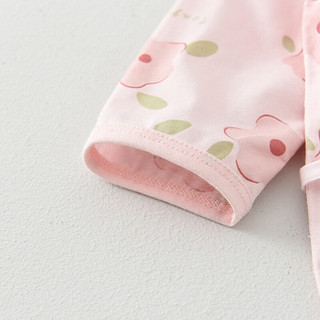 童泰夏季0-6个月新生婴儿女宝宝衣服家居内衣纯棉蝴蝶哈衣连体衣 粉色 66cm