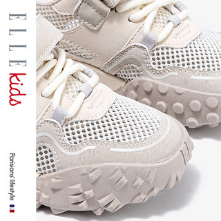 ELLE KIDS童鞋夏季儿童运动鞋透气网面鞋小学生防滑运动鞋EFF1301506米色