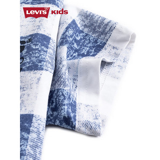 Levi's李维斯童装23夏季男童短袖T恤儿童格子上衣 糖果白 160/80(XL)