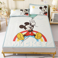 迪士尼(Disney)冰丝凉席儿童透气床席大号童床凉席宿舍席子宝宝夏季用品多种规格 彩虹米奇 90cm*200cm+枕套*1