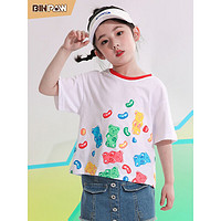 binpaw 女童夏季短袖T恤卡通印花上衣