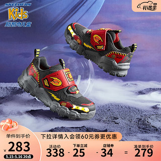 Skechers男大童闪灯鞋400155L 红色/炭灰色/RDCC 27.5