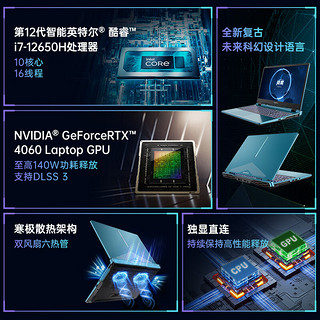 COLORFUL 七彩虹 隐星P15 十二代酷睿版 15.6英寸 游戏本 蓝色（酷睿i7-12650H、RTX 4060 8G、16GB、1TB SSD、2.5K、IPS、165Hz）