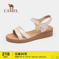 CAMEL 骆驼 真皮软底坡跟凉鞋女