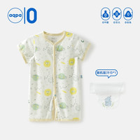 aqpa婴儿纯棉连体衣婴幼儿爬服夏季新生宝宝衣服薄款哈衣 星际之旅-黄调 80cm