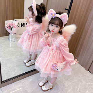 娟的绢春季女童幼儿园小动物舞台表演服小宝宝蓬蓬公主裙中小童连衣裙子 单包包-粉色 90