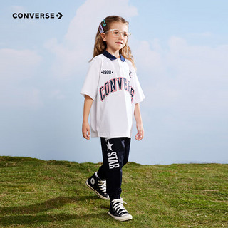 CONVERSE 匡威 童装男女童短袖POLO衫2023夏季新款儿童休闲短T上衣 纯白色 130/64