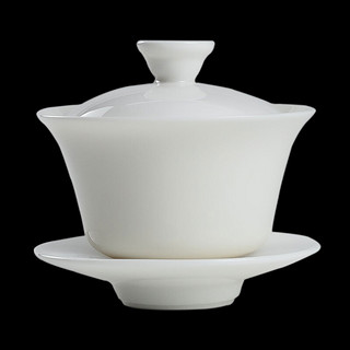 钢盾单个三才盖碗茶杯特大号陶瓷泡茶碗白瓷功夫茶具德化青花瓷带盖 哥窑盖碗-豆绿色