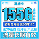 中国电信 翼虎卡 19元月租（125G通用+30G定向，长期套餐）送30话费