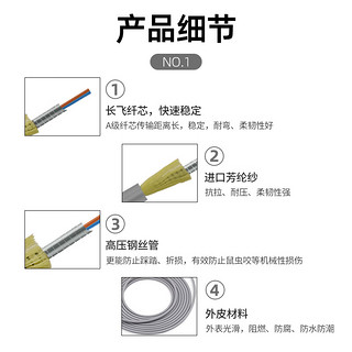 优普连 电信级铠装光纤跳线LC-SC 3米多模双芯带铠尾纤 防鼠咬凯甲钢丝抗压抗拉